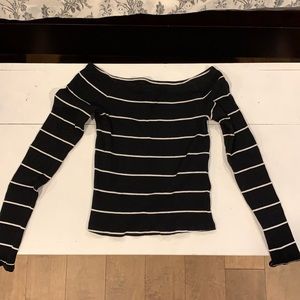 Off the shoulder fitted long sleeve